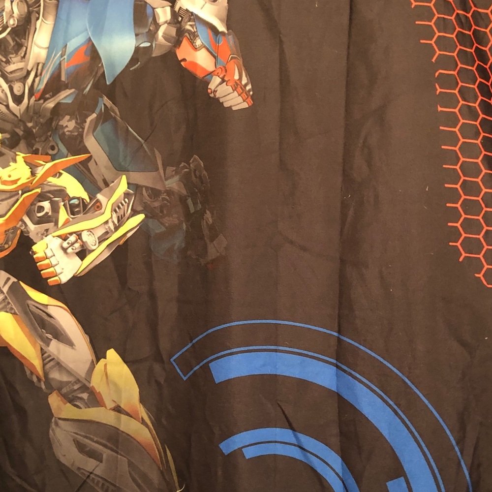 Hasbro Transformers Label Tag in Black and White shower curtain